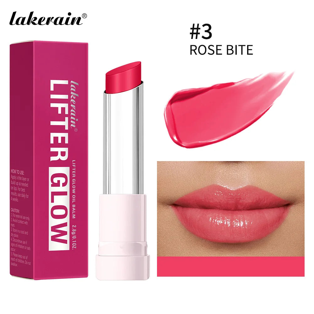 Lakerain Glow Lip Oil Balm Long Lasting Moisturizing Nourishing Daily Care Lip Balm Smooth-melt Softness Texture Natural Makeup Peaceful Pleasures Health and Wellness ROSE BITE