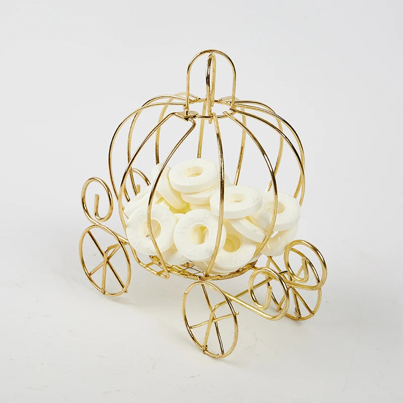 Golden Pumpkin Carriage Candy Box – Party Favor & Gift
