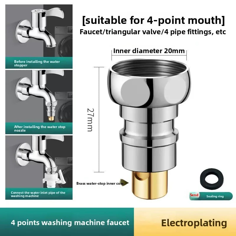 3/4" & 1/2" Thread Faucet Hose Tap Water Quick Connector