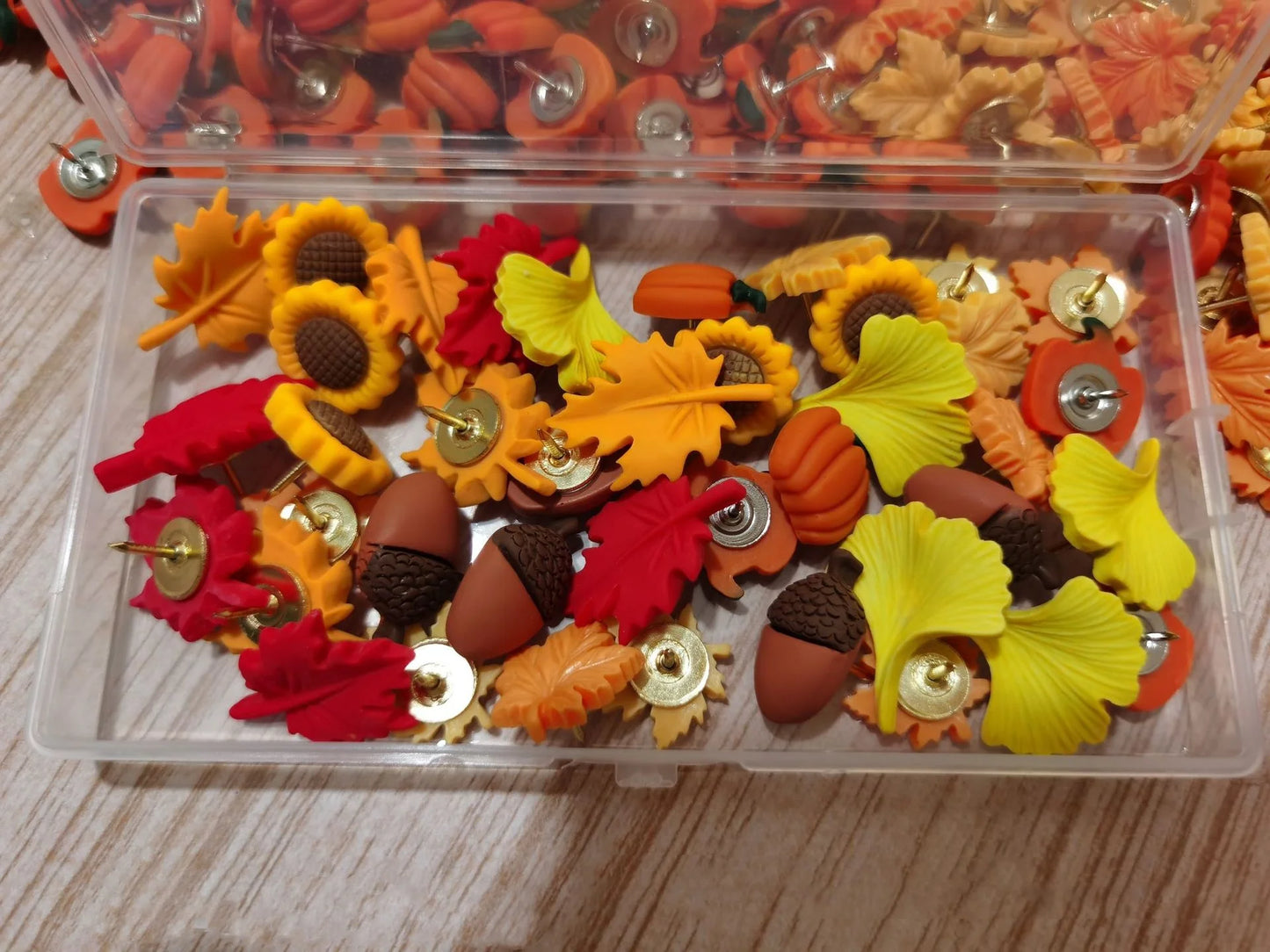 Bview Art Autumn Maple Leaf Forest Animal Resin Push Pins Creative
