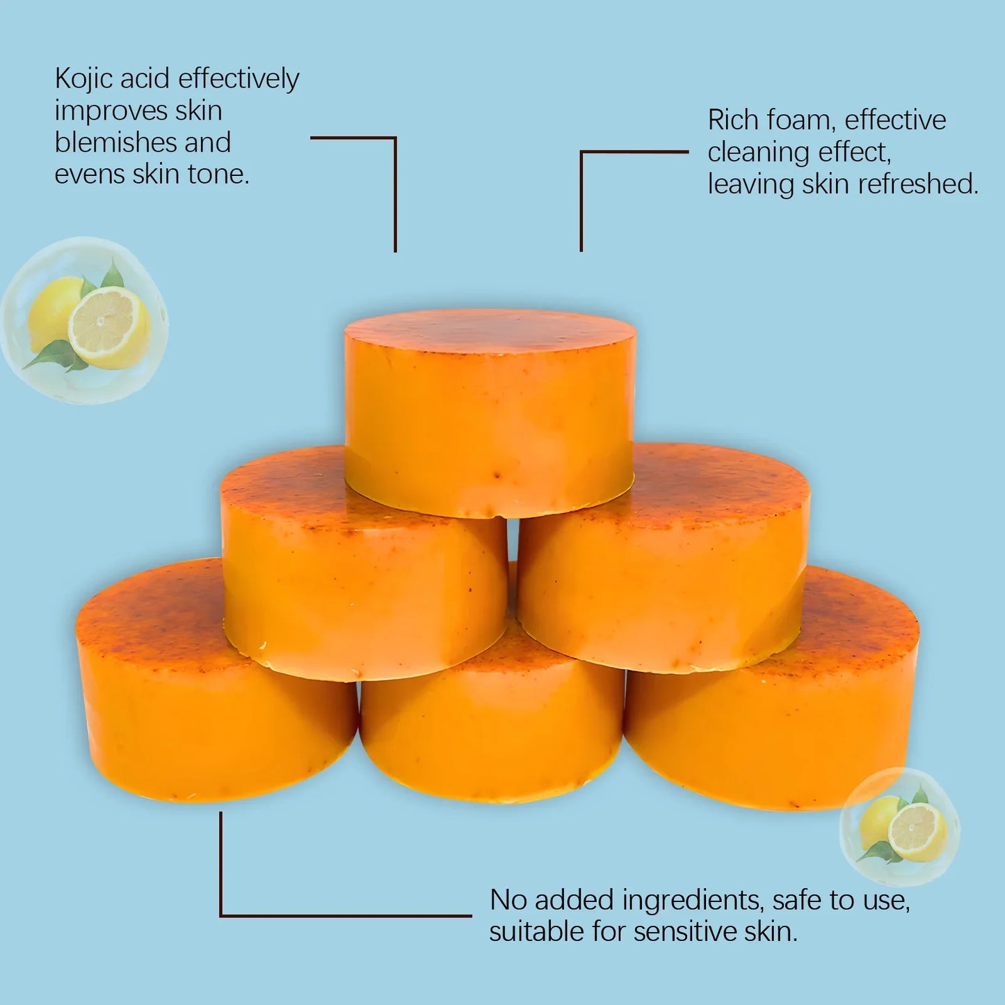 OceAura Lemon Turmeric Brightening Body Soap – 6 Pack Handmade