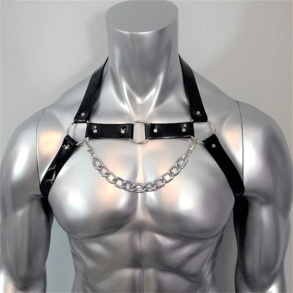 Fetish Men Sexual Chest Leather Harness Belts Adjustable BDSM Gay
