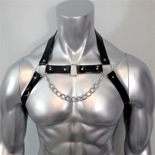 Fetish Men Sexual Chest Leather Harness Belts Adjustable BDSM Gay Peaceful Pleasures Health and Wellness LM-289