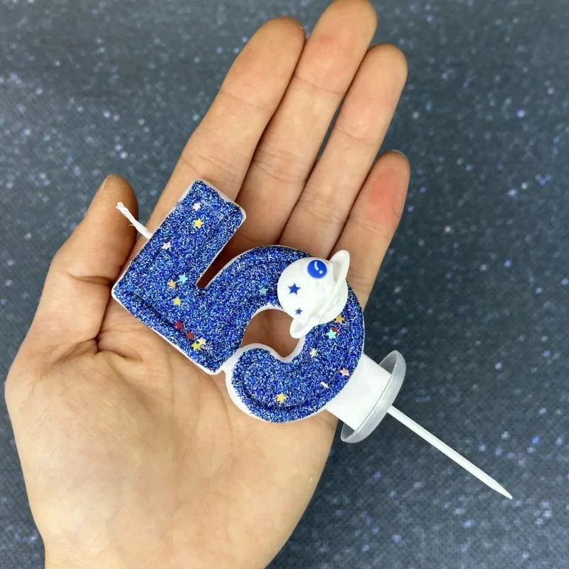 Children Party Boys Birthday Number Candle Cake Topper Blue Planetary Universe Baby One Year Old Dessert Decor Baking Supplies l Peaceful Pleasures Health and Wellness