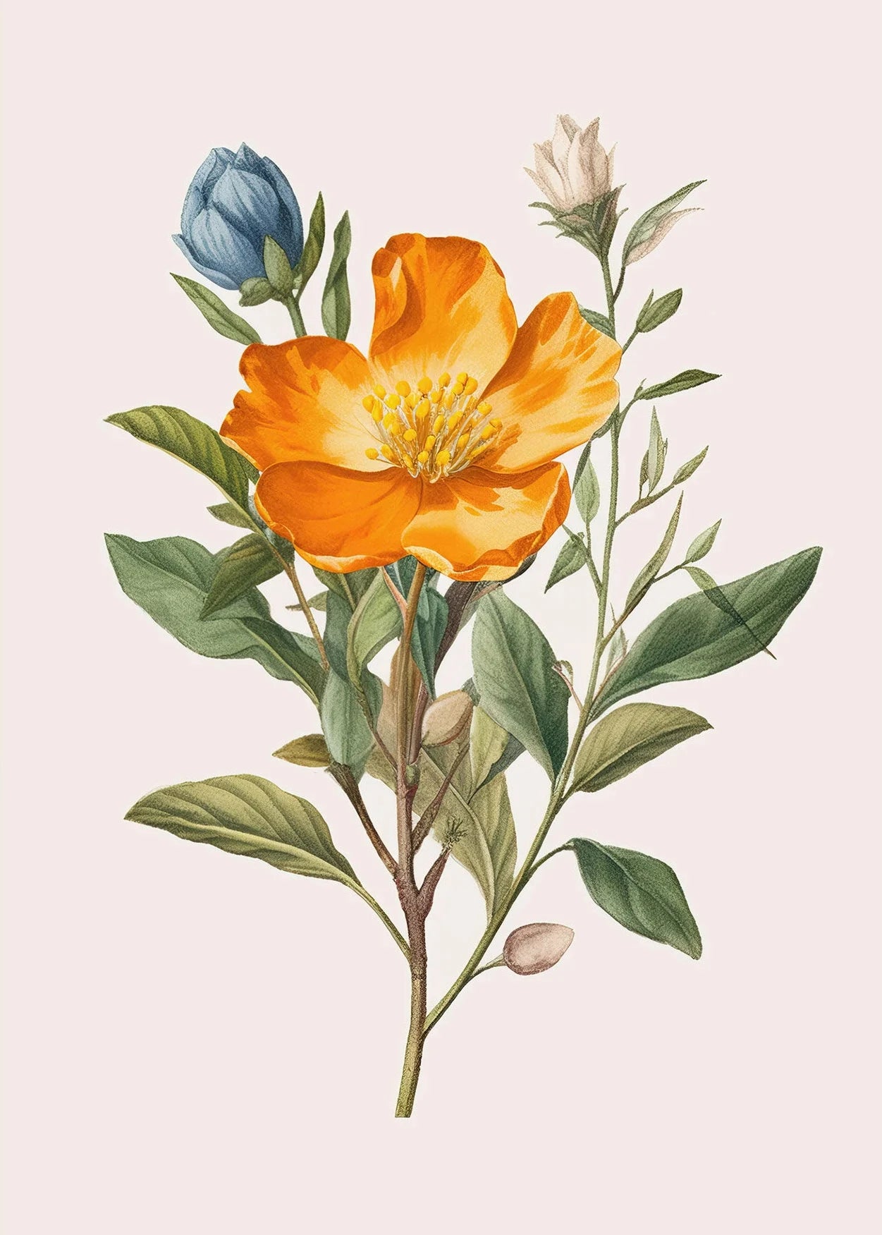 Boho Wildflower Watercolor Canvas Poster | Minimalist Floral Art