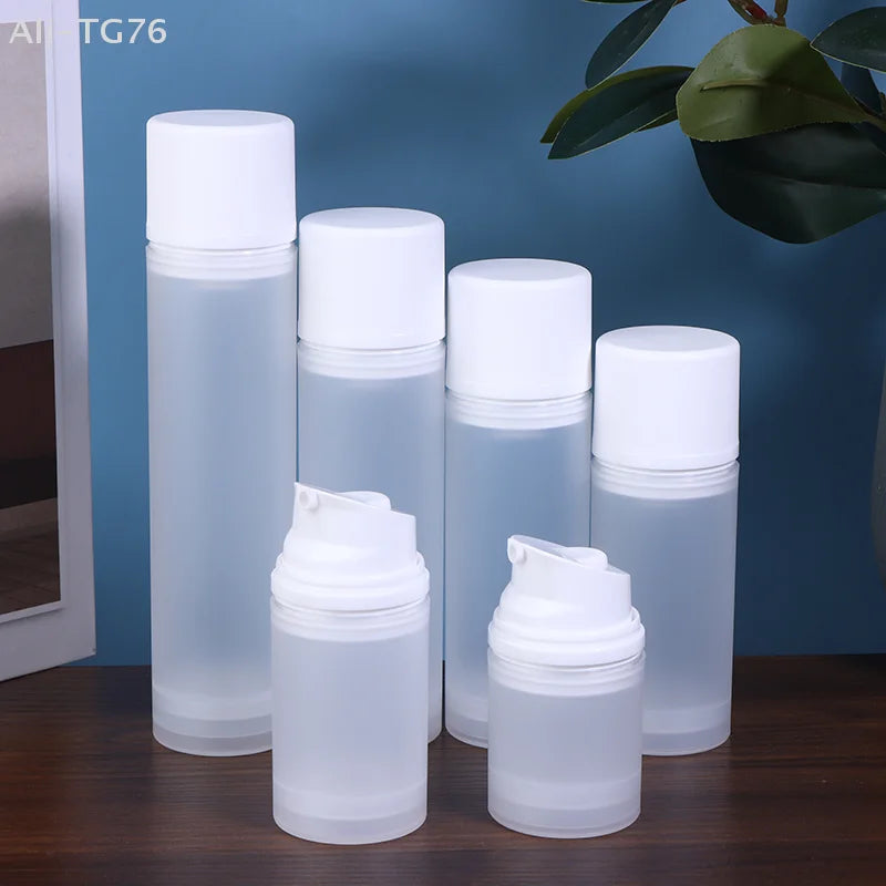 Frosted Refillable Travel Pump Bottle | Airless Lotion Dispenser