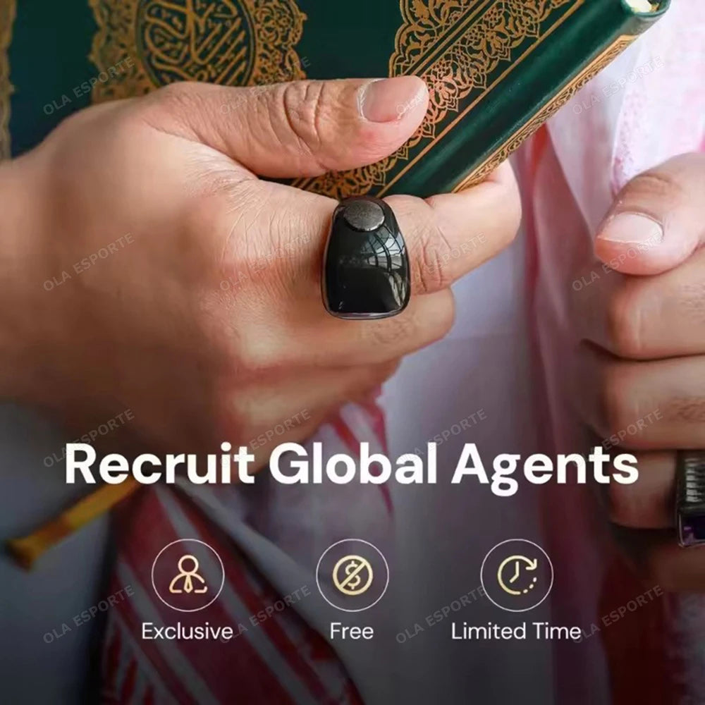 Weslamic Smart Tasbeeh Zikr Ring Islamic Tally Digital Counter for Muslims Praise Prayer Reminder Magnetic Charging Waterproof Peaceful Pleasures Health and Wellness