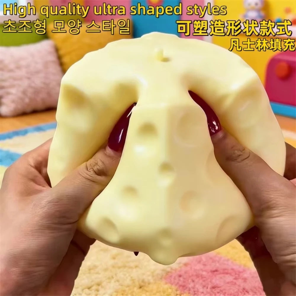 Jumbo Cheese Cube Stress Ball Big Cheese Shapeable Squeeze Ball Non-Bounce Fidget Toy ASMR Sensory Anti-Stress Festival Gift Peaceful Pleasures Health and Wellness