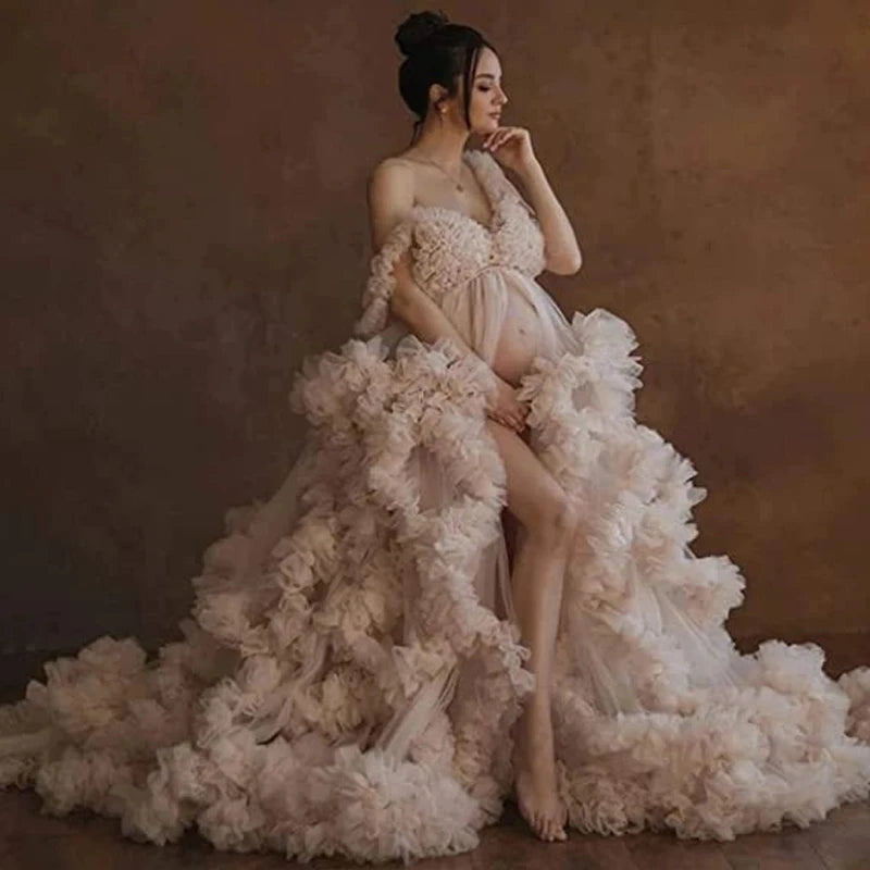 Tulle Lace Maternity Dress | Baby Shower & Photoshoot Gown