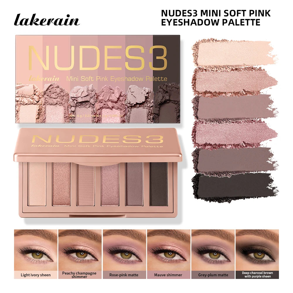 Mini Soft Pink Eyeshadow Palette Long Lasting All-Day Wear Brighten Eyes Matte & Shimmer Shadow Smooth Texture Eyeshadow Palette Peaceful Pleasures Health and Wellness Eyeshadow Palette