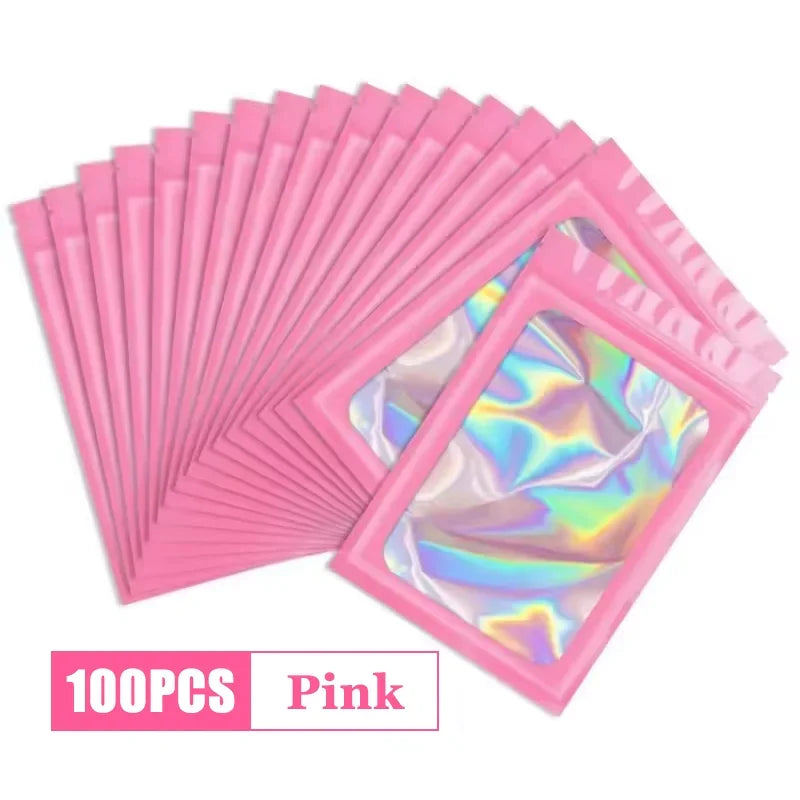 500 Pcs Holographic Ziplock Bags – Laser Iridescent Jewelry Storage