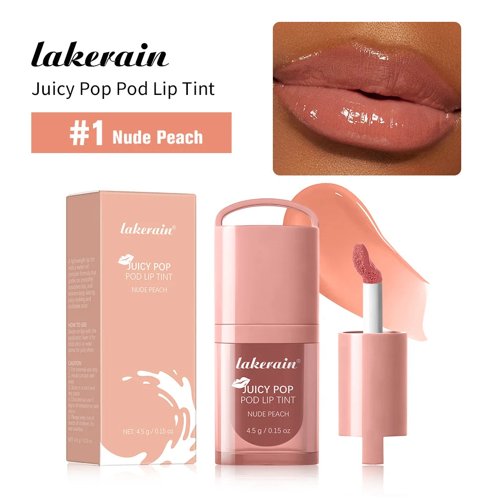 Juicy Hydrated Lip Tint Buildable Glossy Finish Ceramide Peptide Water-to-oil Formula Long-lasting Color Buckle Design Lip Tint Peaceful Pleasures Health and Wellness Nude Peach