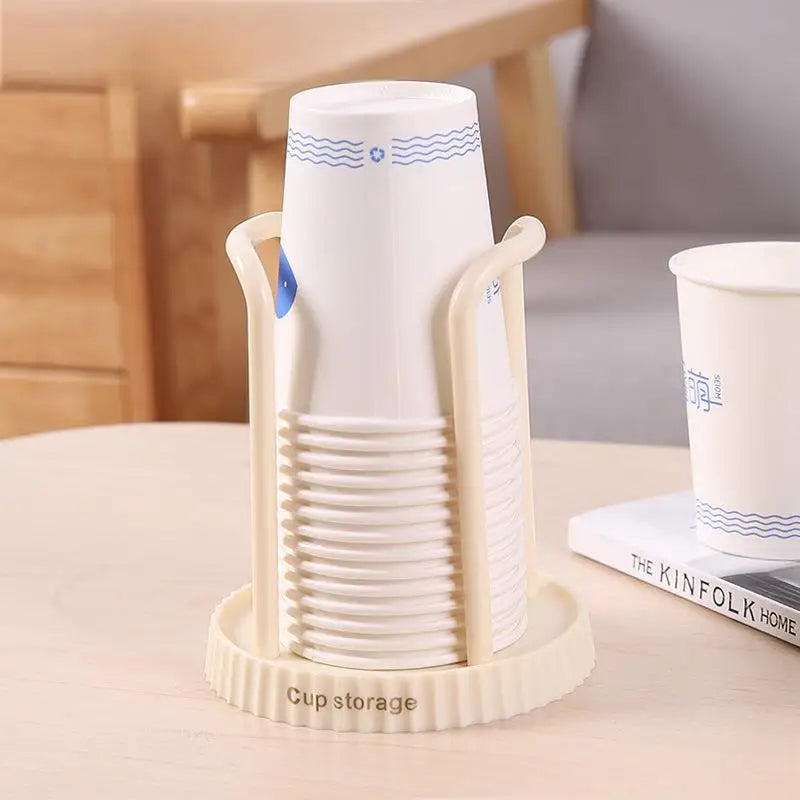 Desktop Disposable Paper Cup Holder & Storage Rack – ABS Cup Dispenser Rack Peaceful Pleasures Health and Wellness White