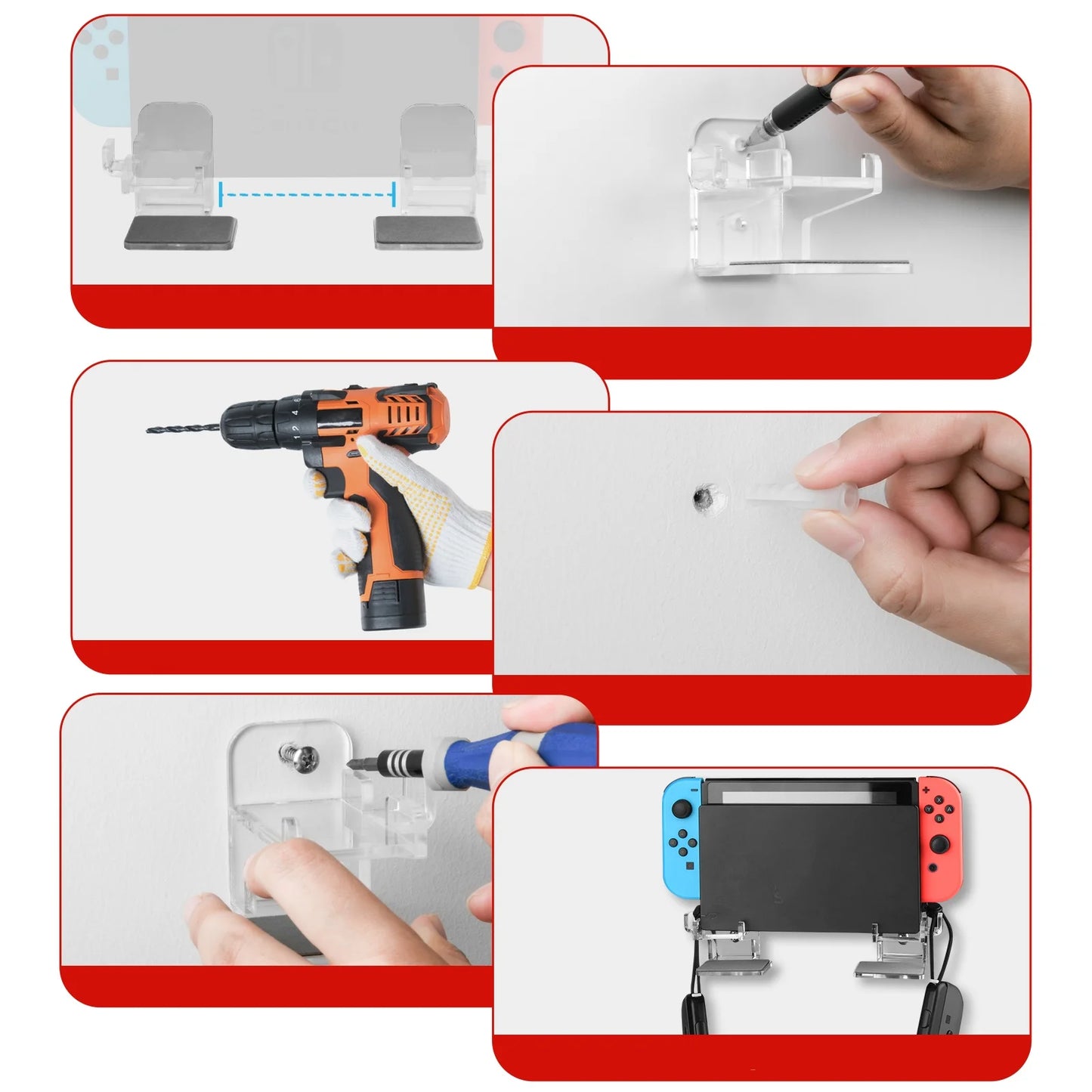 A Set Of Mounting Brackets For Switch 1/2 Console Wall Mount Bracket Console Storage Bracket With Screws Easy To Install Peaceful Pleasures Health and Wellness