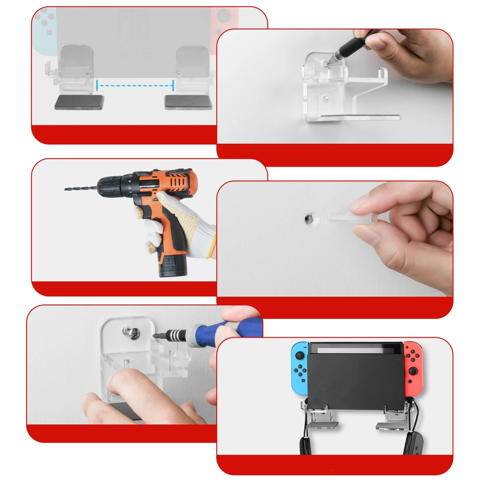 A Set Of Mounting Brackets For Switch 1/2 Console Wall Mount Bracket Console Storage Bracket With Screws Easy To Install Peaceful Pleasures Health and Wellness