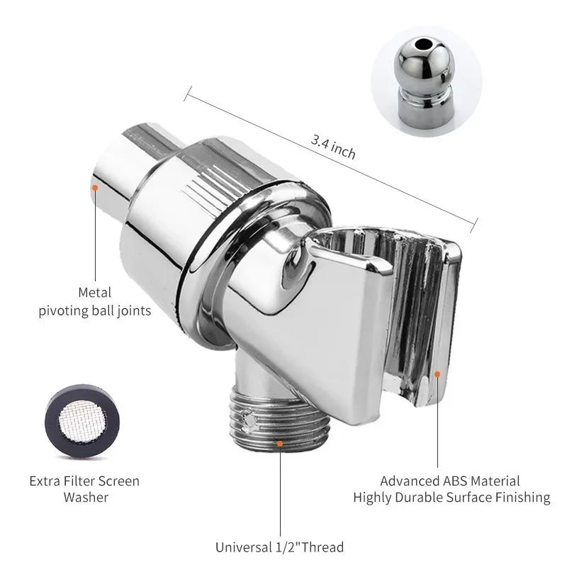 G1/2" Three-Way Shower Diverter Swivel Ball Bracket Mount