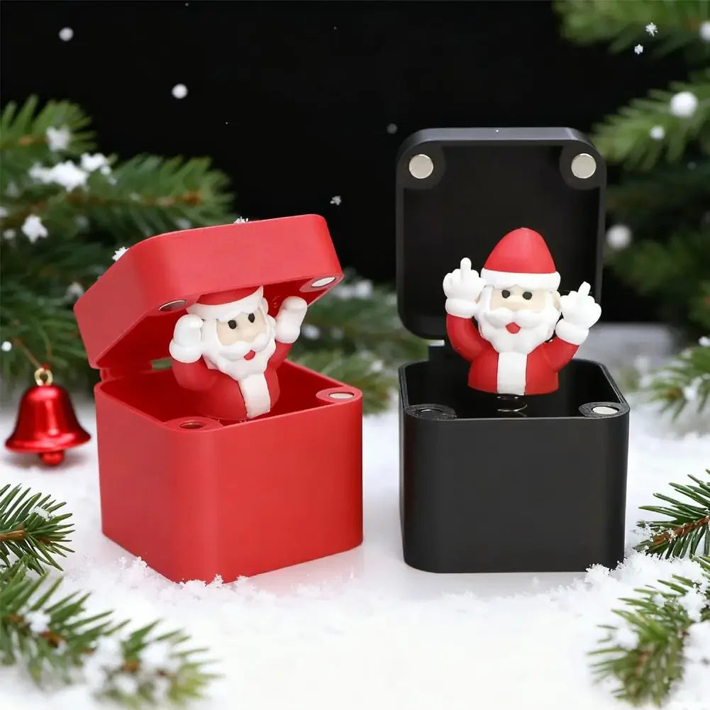 Christmas Middle Finger In A Box Prank Figure Home Party New Year Bouncing Character Statue Decoration Prop Special Special Gift Peaceful Pleasures Health and Wellness