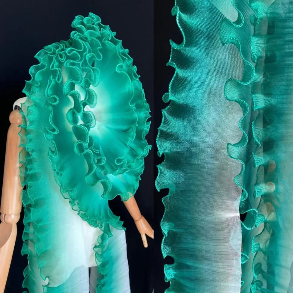 2-Yard Flounce Wave Lace Fabric – 12cm Gradient Mesh Organza