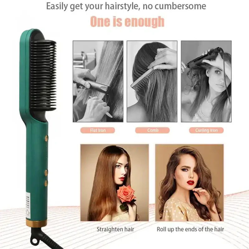 New Hair Straightener Ceramic Hot Comb 2 in 1 Electric Straighten Hair Brush Negative Ion Anti-scalding Styling Tool Peaceful Pleasures Health and Wellness