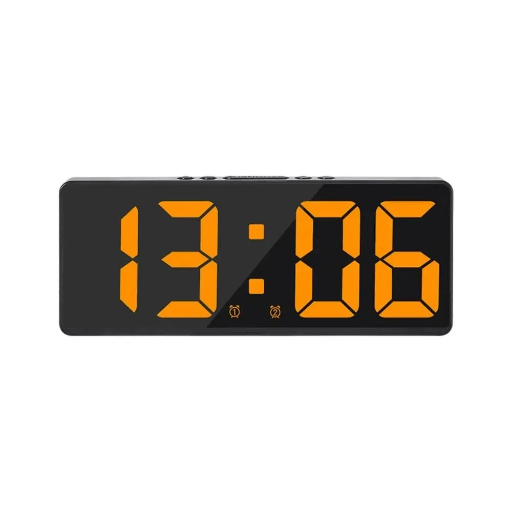Multifunctional Large LED Digital Alarm Clock Color Nightlight Temperature Calendar Electronic Backlight Home Decor Peaceful Pleasures Health and Wellness Orange
