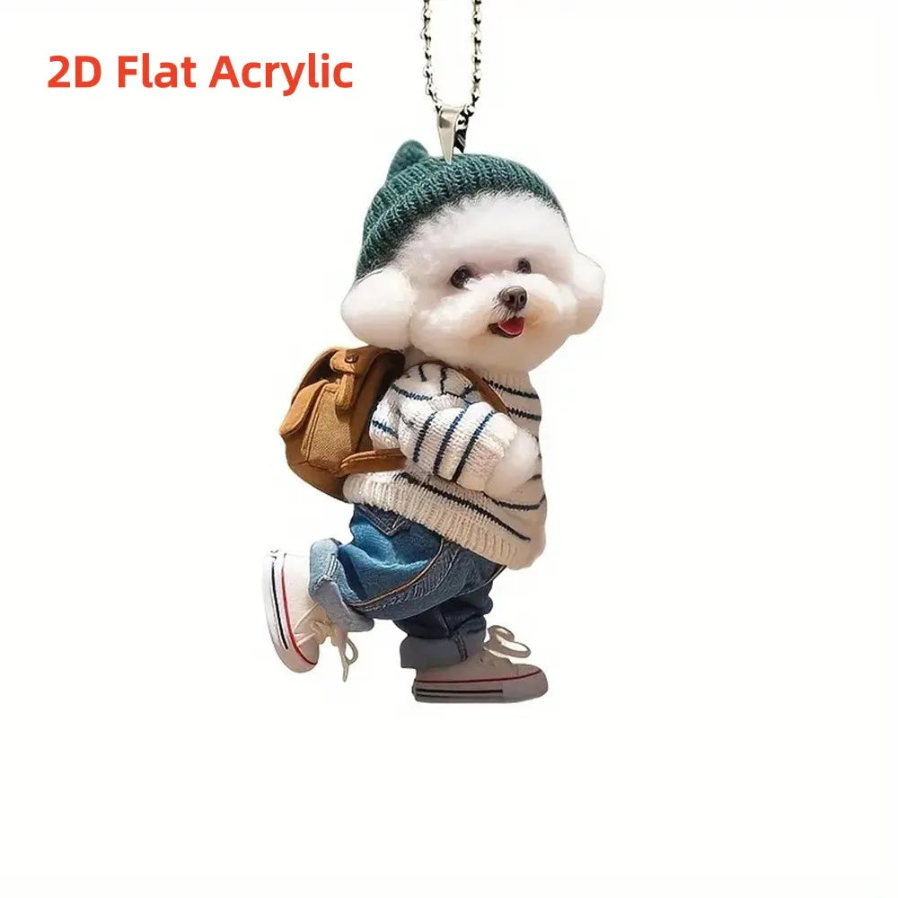 2D Acrylic Dog & Cat Pendant – Car, Xmas Tree & Bag Ornament