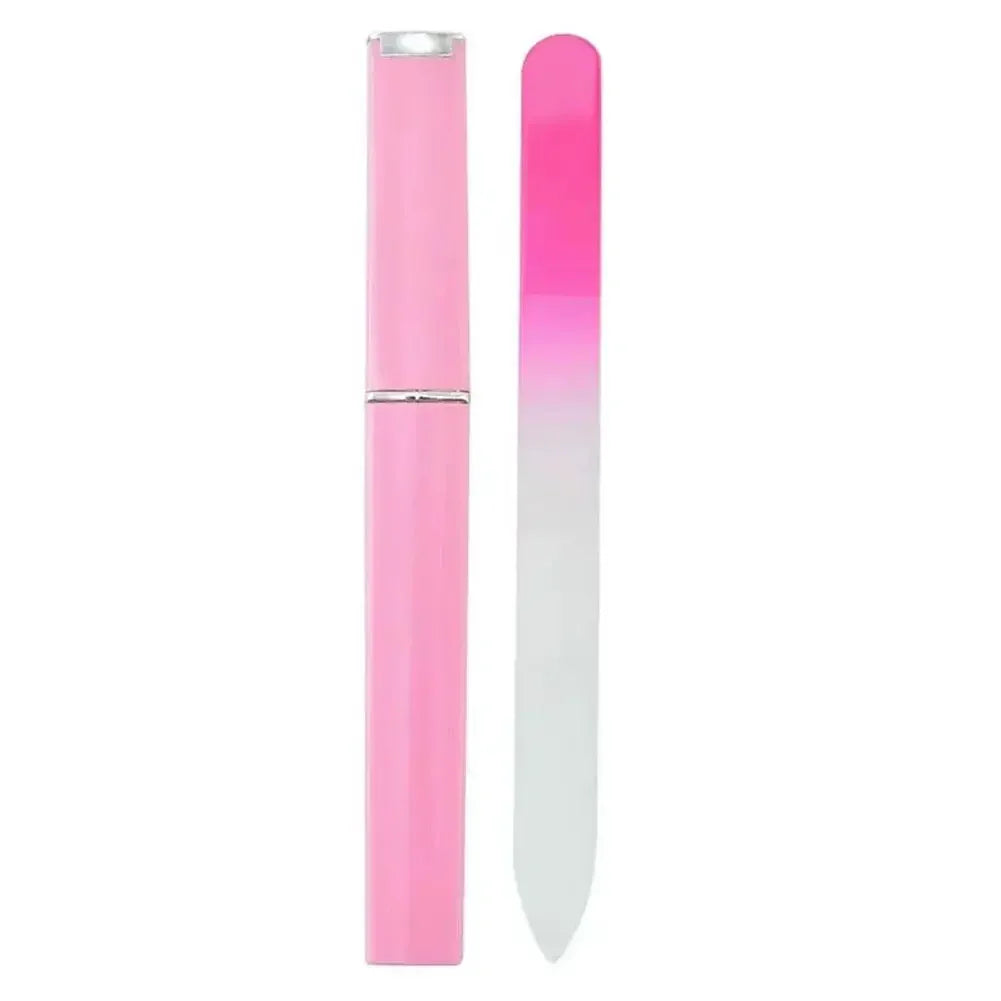 Crystal Glass Nail File with Case — Double-Sided Polish Nail Art Tools Peaceful Pleasures Health and Wellness pink