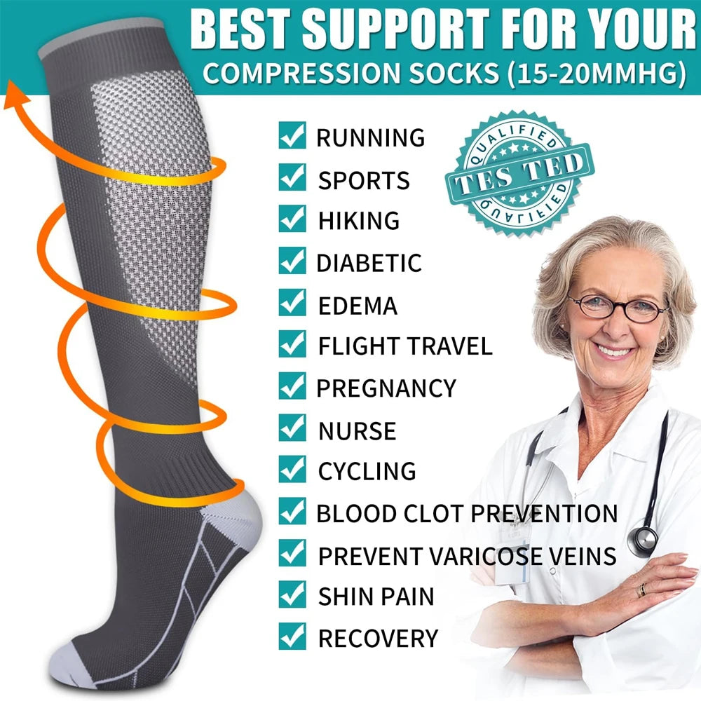 WEFITON 1Pair Compression Socks for Women and Men 20-30mmHg-Circulation Support Socks - for Running, Athletic,Flight Sock，Sports Peaceful Pleasures Health and Wellness