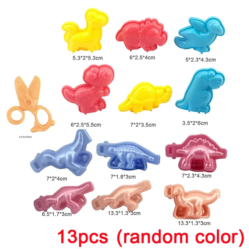 Cartoon Dinosaur World Dough Mold Kids Play Tools Plastic Molds Kits