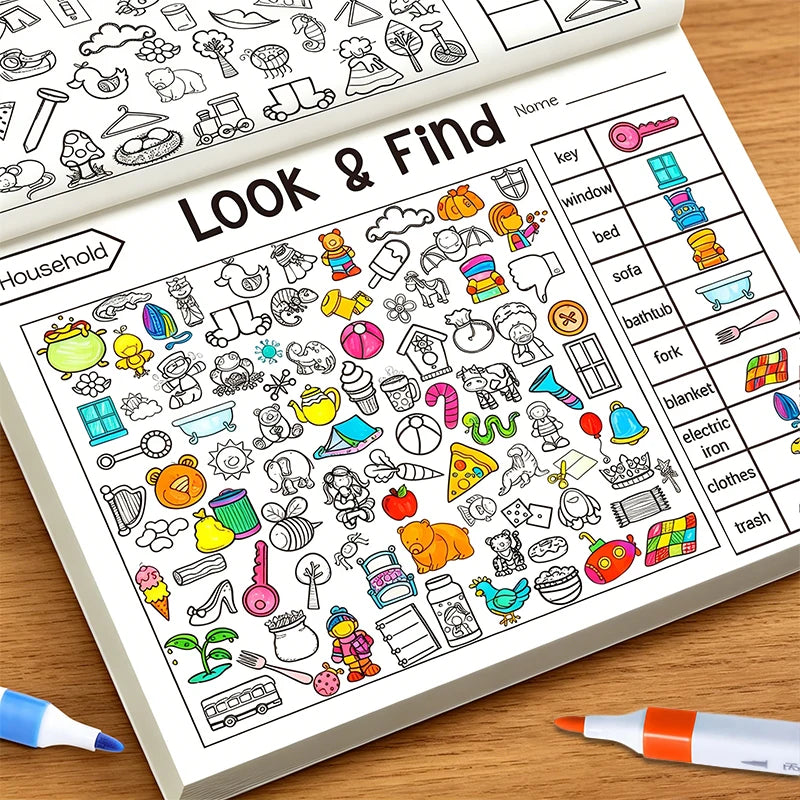 Children's Hidden Object Coloring Book Interactive Search Activity