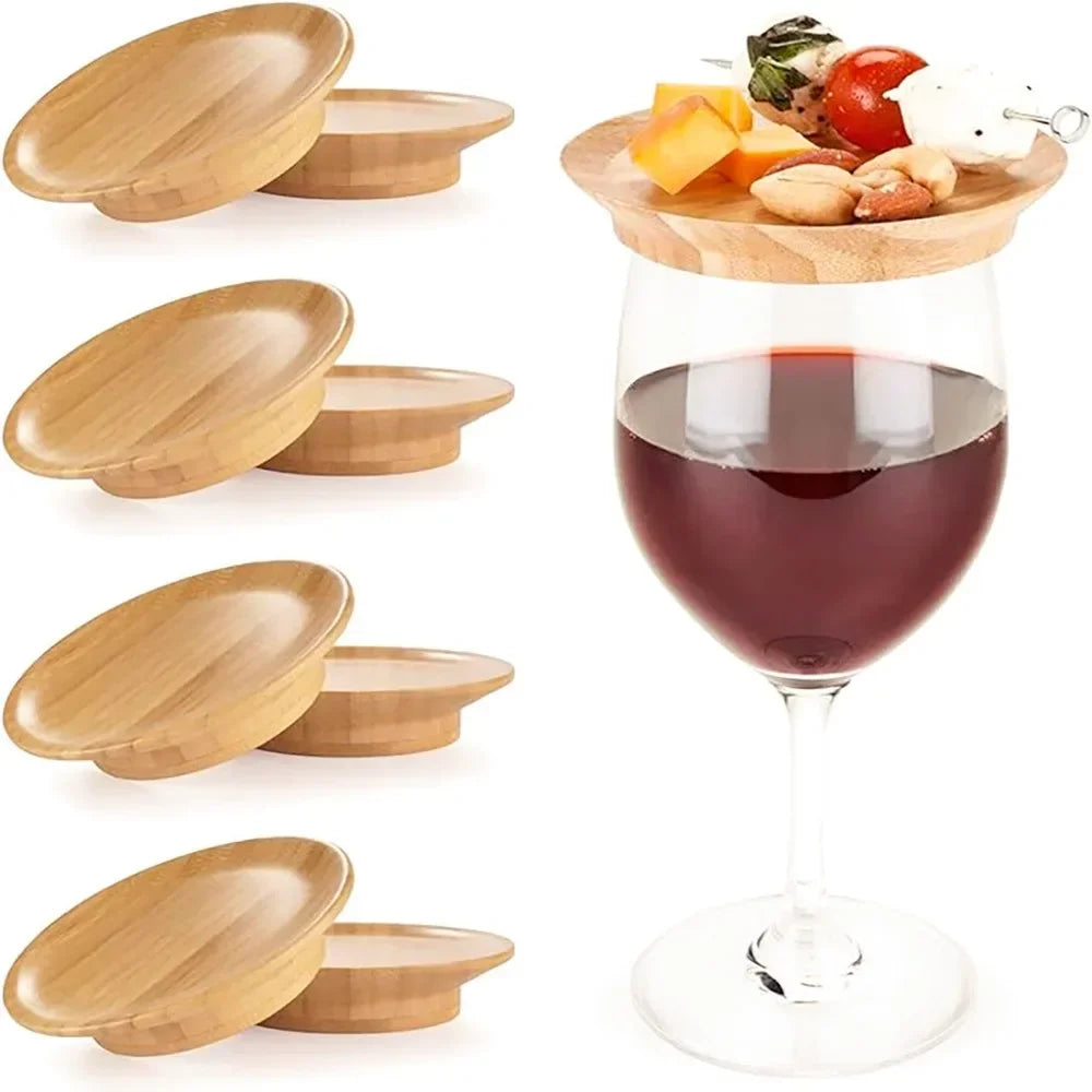Reusable Bamboo Cup Lid for Red Wine and Food Platters Packaging with Splash-proof Function Bamboo Cup Lid Coasters 10.16*7cm Peaceful Pleasures Health and Wellness