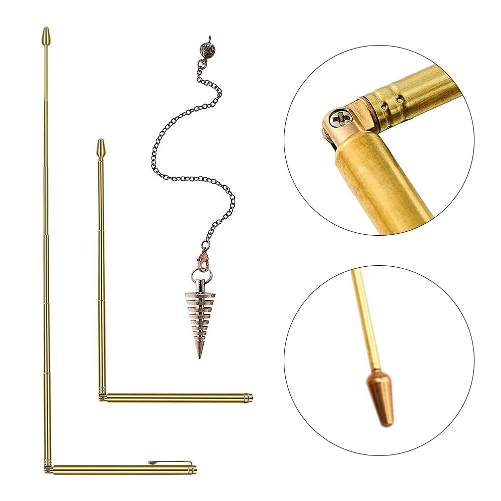 99.9% Copper Dowsing Rods & Pendulum Set – 3/4pcs