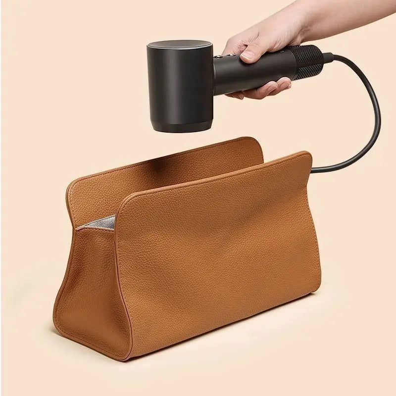 Hairdressing Tool Organizer Bag PU Leather Hair Straightener Curling Iron Storage Bag Hair Dryer Storage for Home Makeup Tools Peaceful Pleasures Health and Wellness