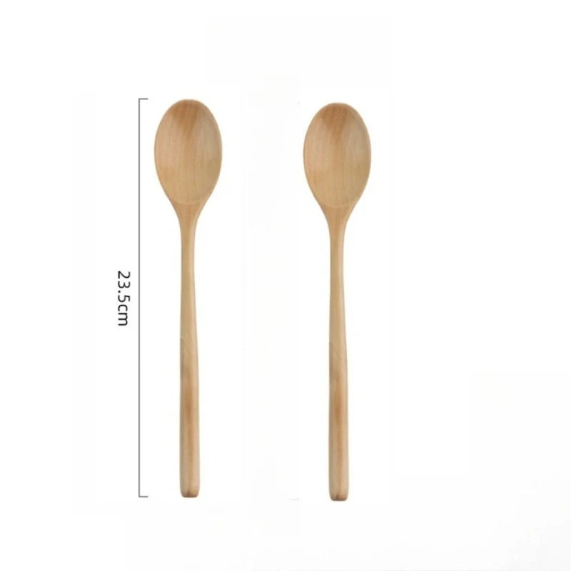 1/2/5pcs Wooden Long handle Spoon Kitchen Natural exquisite Wooden soup spoon Tableware Cooking Honey Coffee Spoon Mixing Spoon Peaceful Pleasures Health and Wellness 2pcs Light