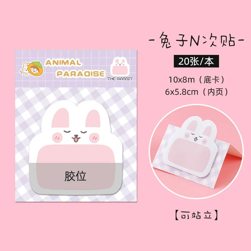 New 8 Packs Cartoon Small Animal Special-shaped Sticky Notes Office Simple Shape Creative Sticky Notes Cute Colorful Note Paper Peaceful Pleasures Health and Wellness 3Pcs-4