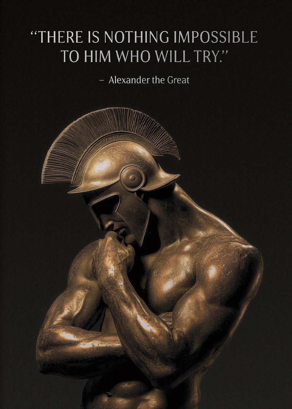 Alexander the Great Quote Motivational Wall Art Spartan Warrior Canvas Ancient Greek Poster Bronze Statue Sculpture Room Decor Peaceful Pleasures Health and Wellness