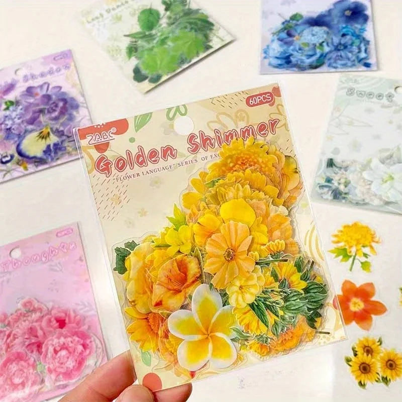 Floral Waterproof Stickers – Transparent Flower Decals for Crafts