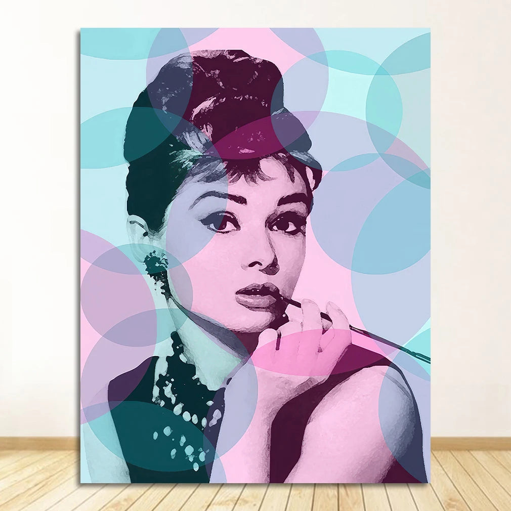 Make Up Modern Poster Prints Canvas Painting Wall Art Modular Picture For Bedroom Home Decor Classic Audrey Hepburn Potrait Peaceful Pleasures Health and Wellness 1614-02 40x50cm Unframed