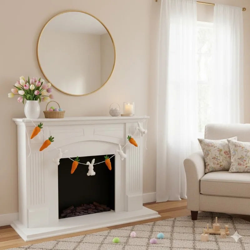 Easter Bunny & Carrot Hanging Banner – Felt Garland Decor