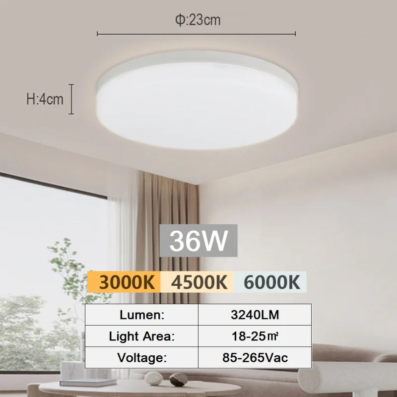 RUNTOIN 36W-48W Modern LED Flush Mount Ceiling Light Fixture
