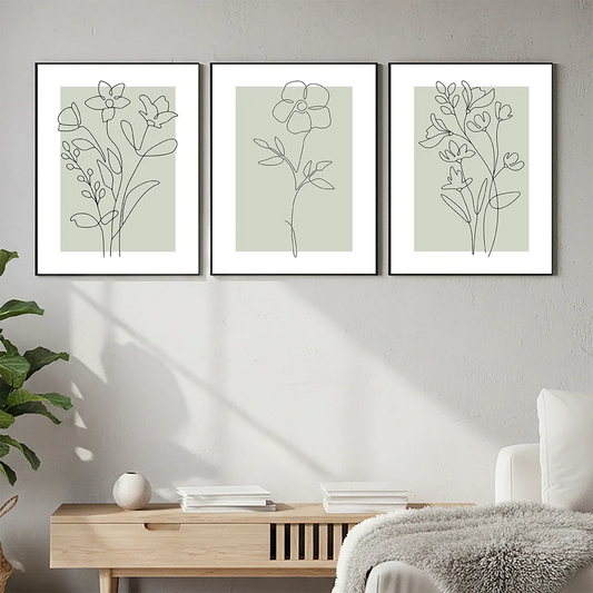 Nordic Floral Canvas Wall Art – Black & White Minimalist Print Canvas Wall Art Print Peaceful Pleasures Health and Wellness