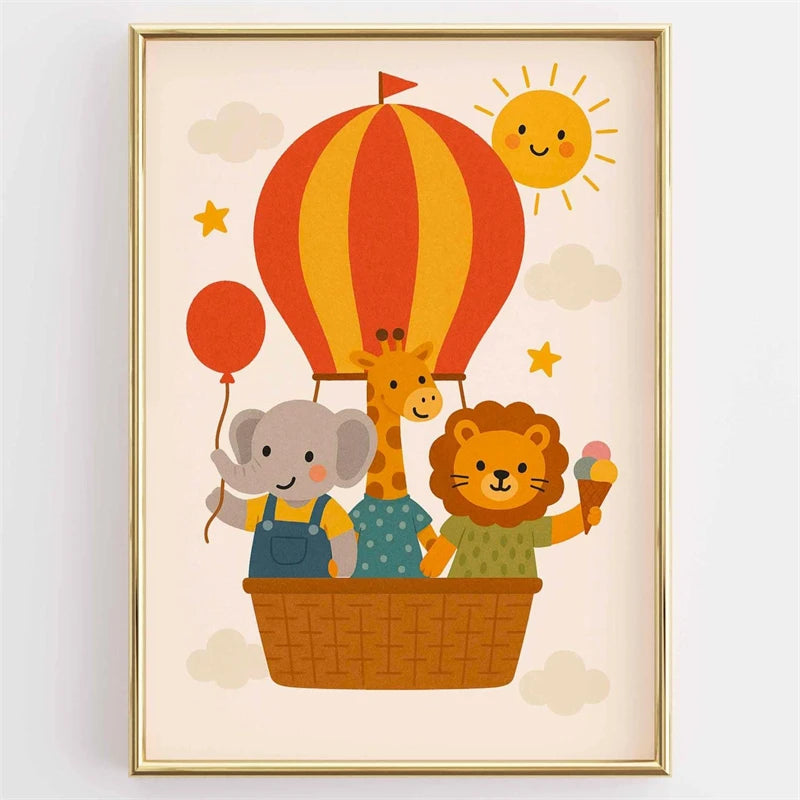 Nordic Cute Elephant Nursery Poster Minimalist Animal Print Playful Safari Wall Art Picture for Living Room Cuadros Home Decor Peaceful Pleasures Health and Wellness D0110-26 30x40cm