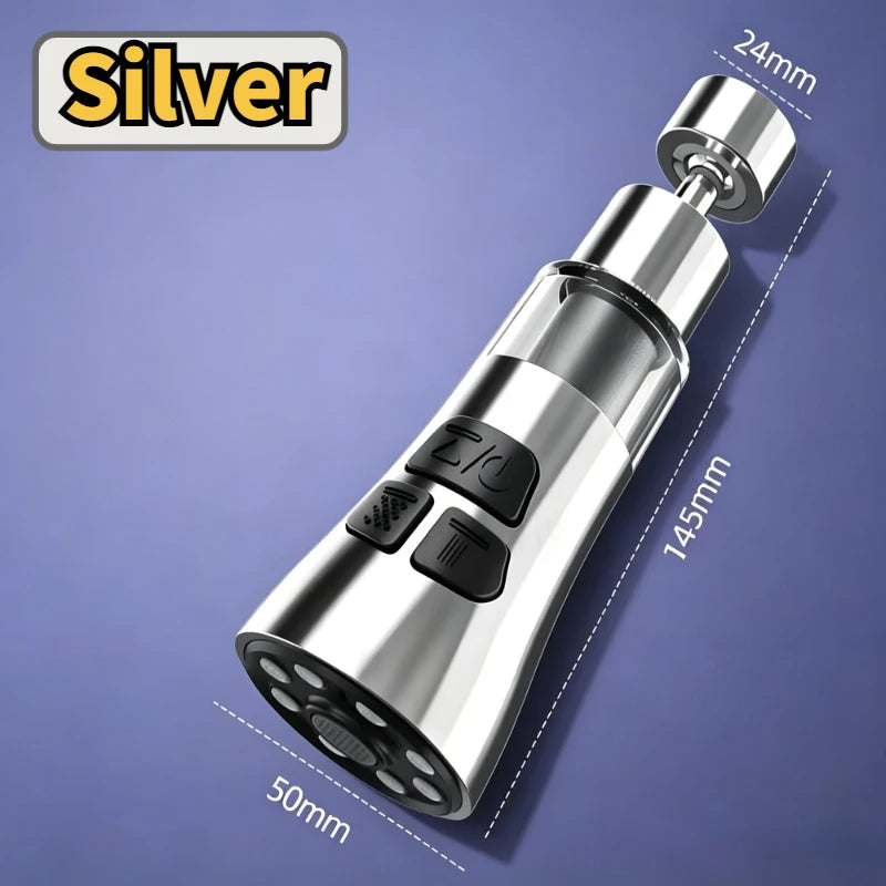 Kitchen Faucet Extender With Filter Function Universal 720° Rotate Aerator Splash Filter Washbasin Faucet Bubbler Nozzle Aerator Peaceful Pleasures Health and Wellness Silver