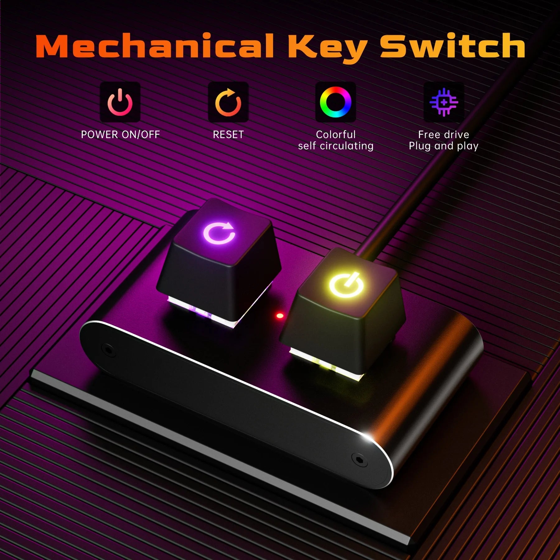 2M RGB LED Lights Computer Desktop Switch PC Motherboard External Start Power On/Off And Reset Button Extension Cable Key Switch Peaceful Pleasures Health and Wellness
