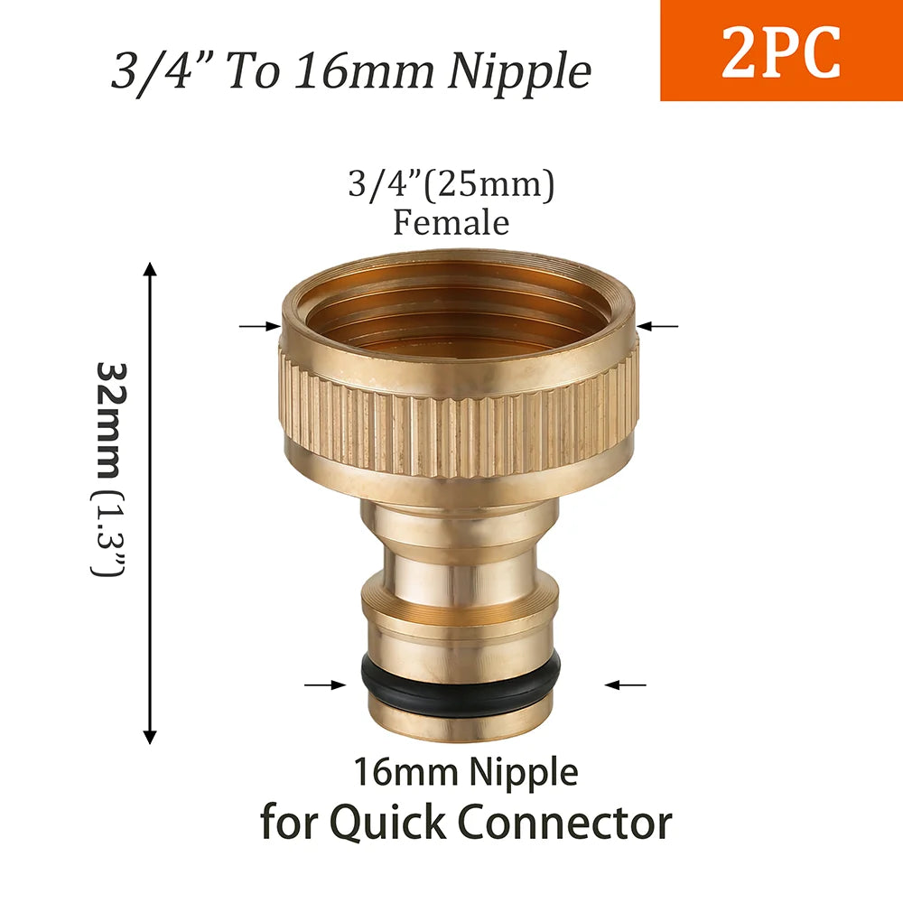 Brass 1/2" 3/4" 1“ Male/Female Quick Connector Irrigation Pipe Fitting Joint Thread to16mm Nipple Adapter for Garden Hose Tap Peaceful Pleasures Health and Wellness C-2PCS Other