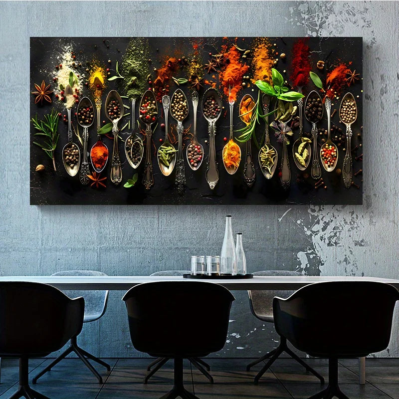 Kitchen Spices & Grains Canvas Wall Art | Modern Home Decor Canvas Wall Art Peaceful Pleasures Health and Wellness ZLH4280 80x240cm No Frame