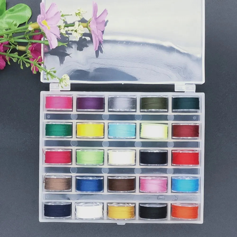 25pcs Home Sewing Machine Bottom Thread Bobbin Set Sewing Accessories Clear Plastic Spools with Storage Box for Brother Janome S Peaceful Pleasures Health and Wellness