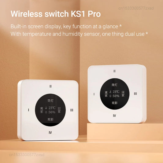 Linptech Wireless Switch KS1 Pro Glass Screen Temperature Humidity Sensor Smart Linkage Wiring-Free Smart Remote Control Switch Peaceful Pleasures Health and Wellness