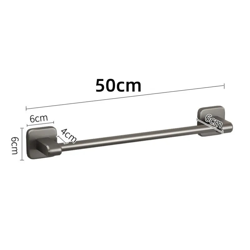 Self-Adhesive No-Drill Towel Bar | Wall-Mount Rack White & Black