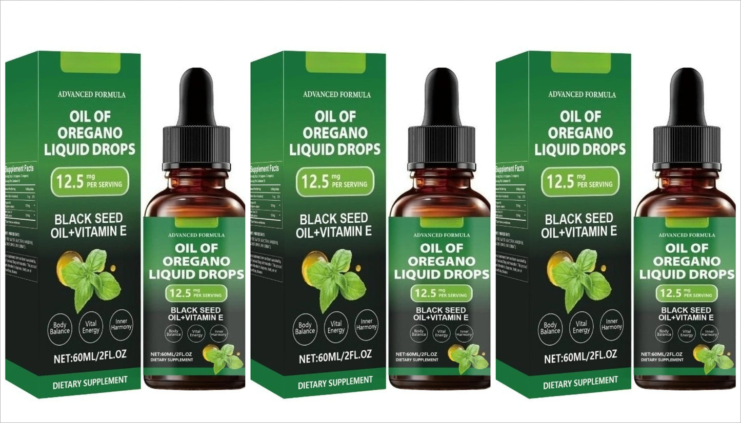 Oregano Oil Drops with Black Seed Oil & Vitamin E – 60ml
