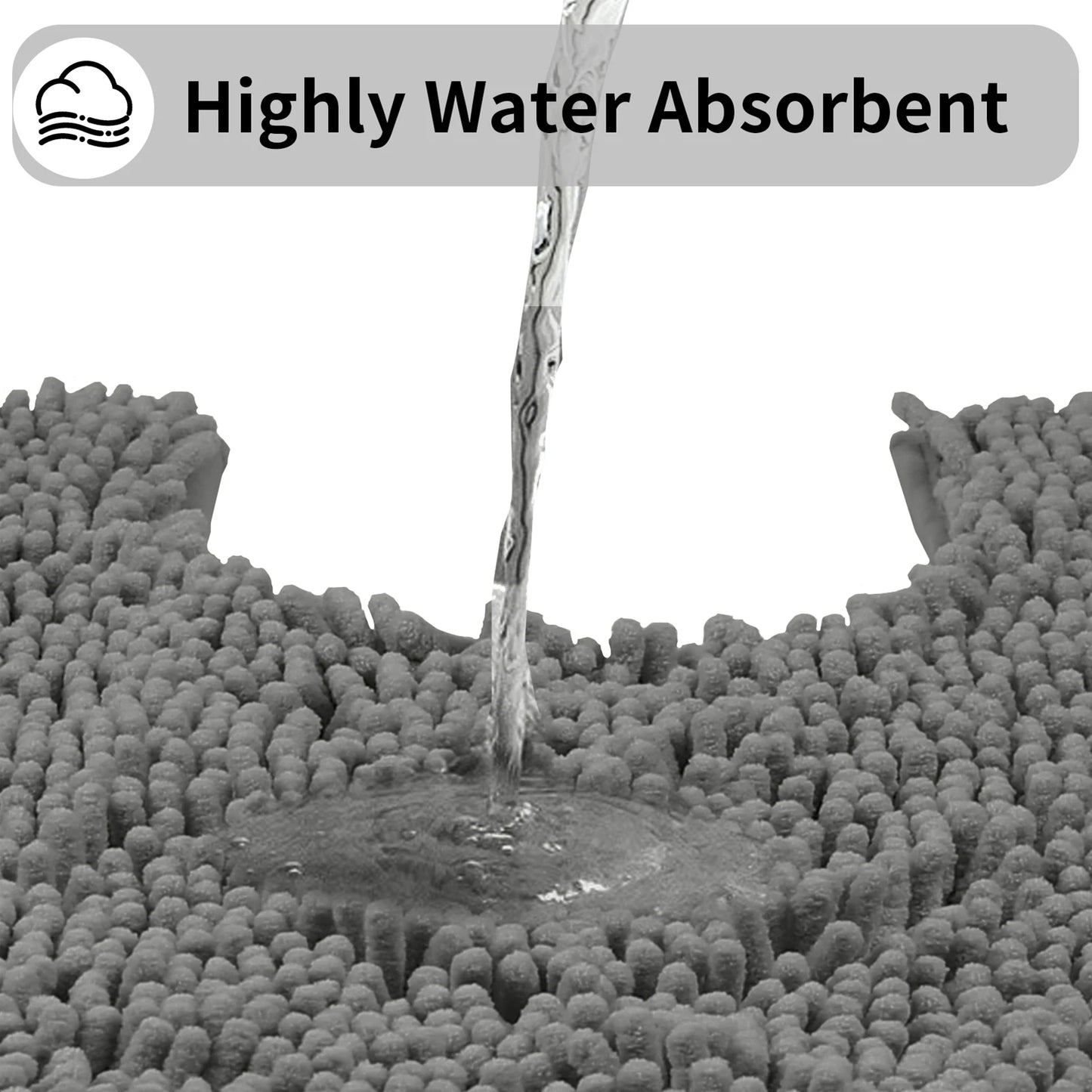 Non Slip Chenille Bath Mat Soft & Anti Mould Bath Mats Water Absorbent Quick Drying Bathroom Carpet U-Shaped Toilet Mat Peaceful Pleasures Health and Wellness
